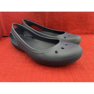 Crocs Navy Blue Kadee Ballet Flat With Cut Outs Womens 8 Comfort Slip On